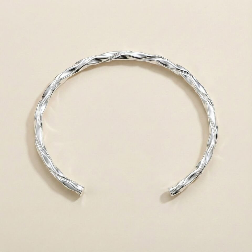 GÜMÜŞ DALGA MOTİF ERKEK KELEPÇE