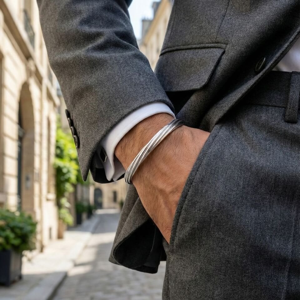 GÜMÜŞ İNCE HATLI ERKEK KELEPÇE