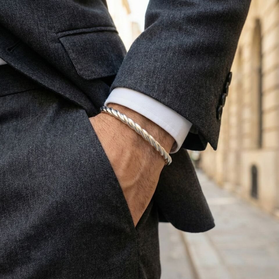 GÜMÜŞ KLASİK ÖRME ERKEK KELEPÇE